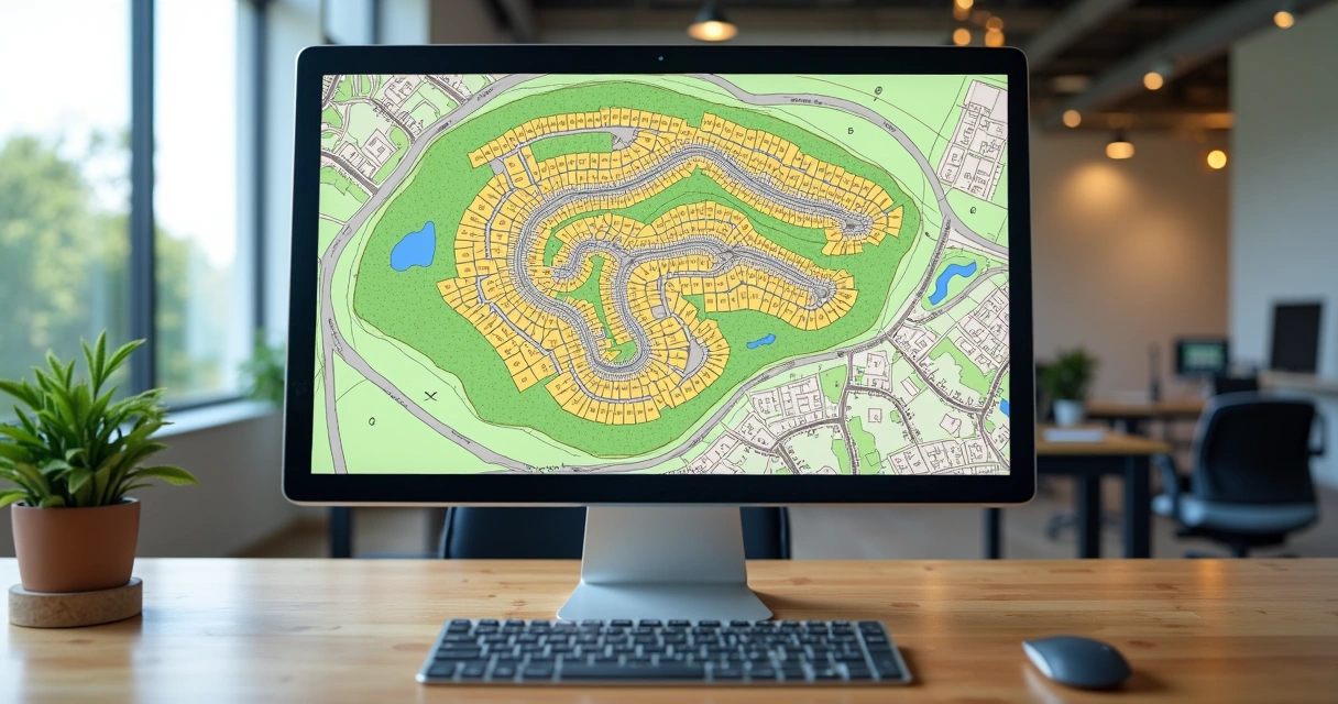 Planta topográfica digital detalhada de um loteamento