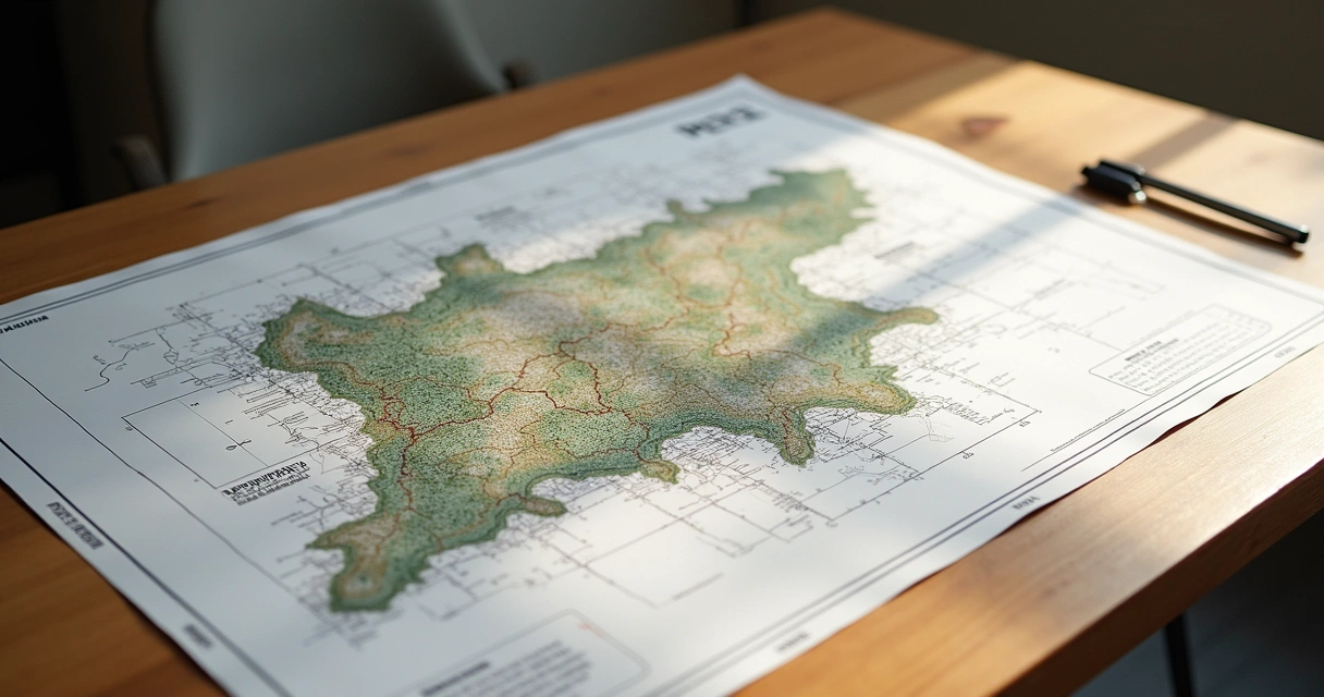 Planta topográfica e memorial descritivo de terreno exibidos juntos 