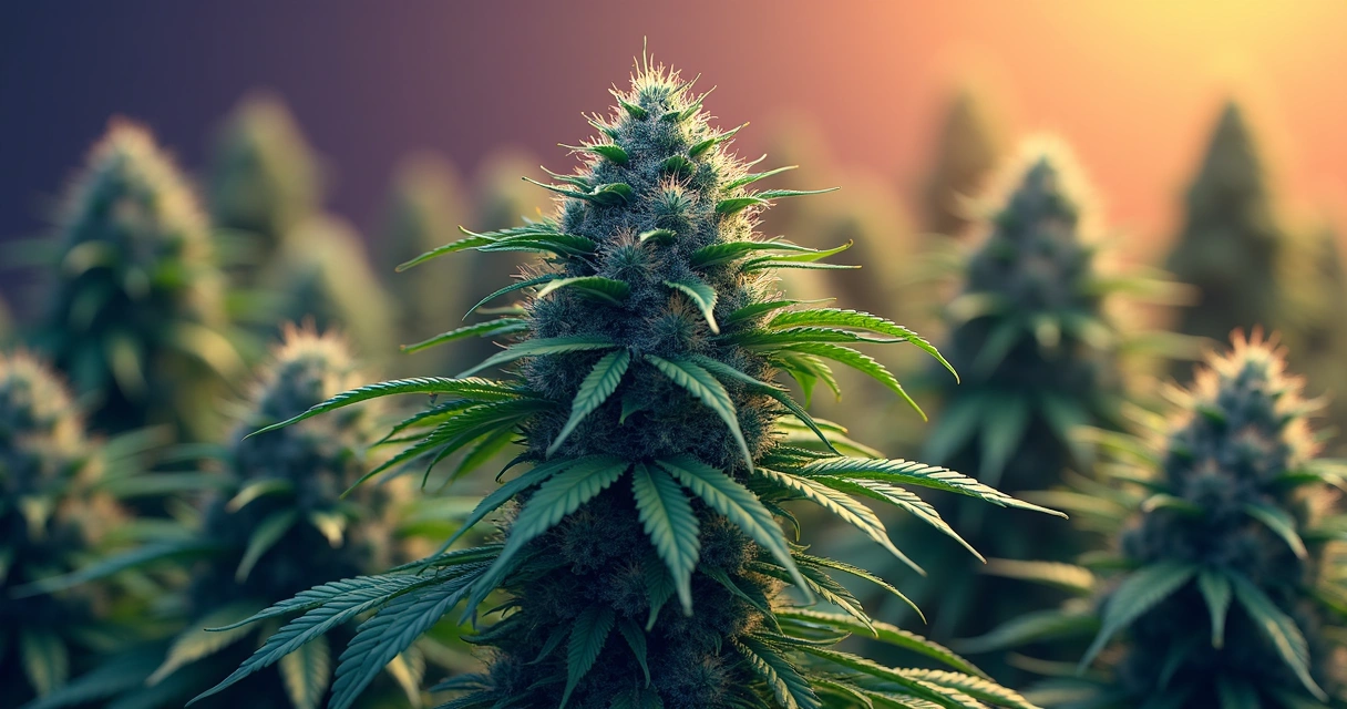 Plantas de cannabis em estágio de floração com buds densos 