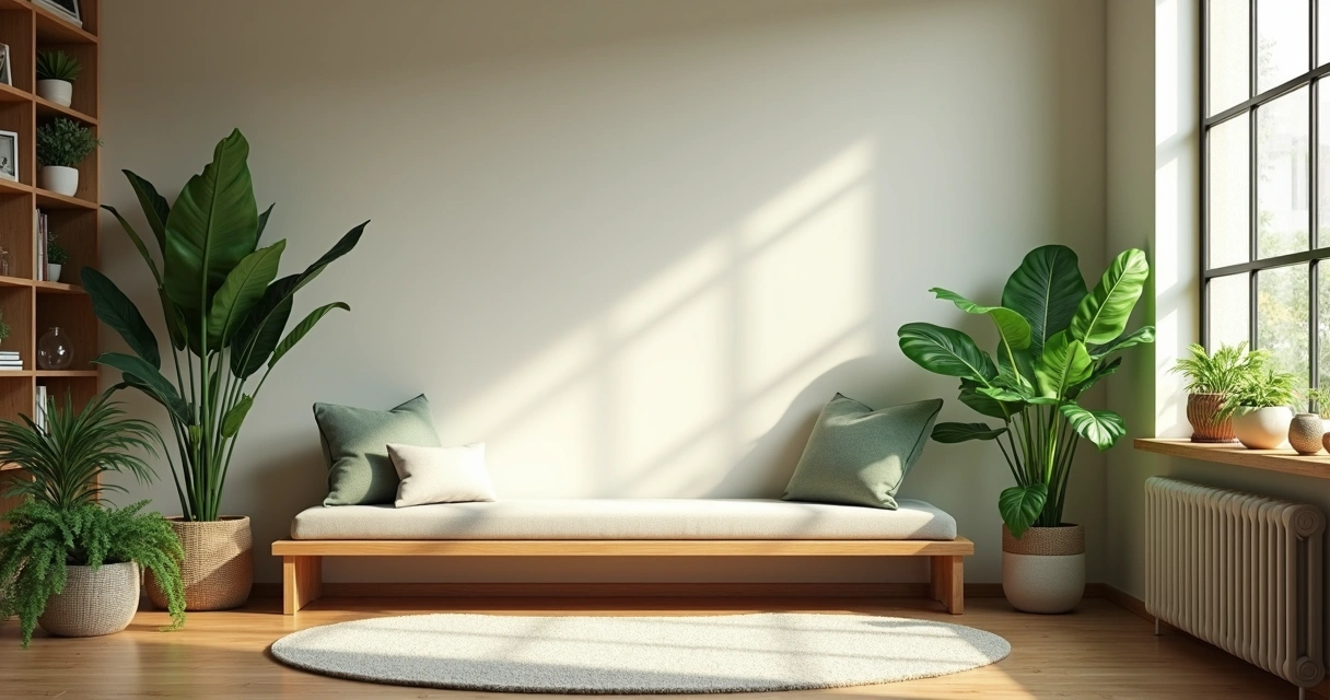 Plantas em um canto iluminado para meditação 