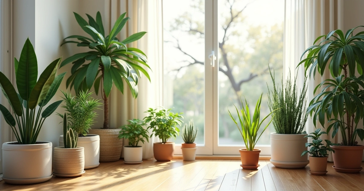 Plantas em vasos espalhadas por apartamento bem iluminado