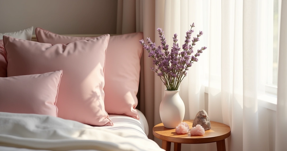 Plantas e cristais em quarto feminino 