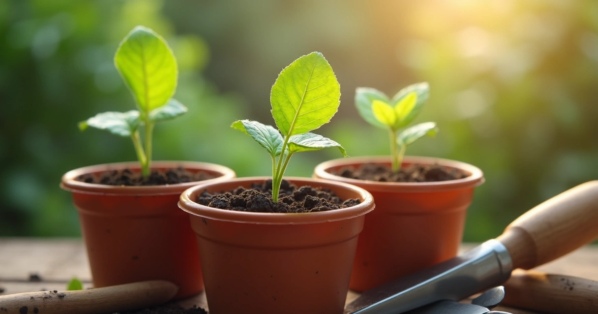 Sementes de moringa plantadas em vasos plásticos simples 