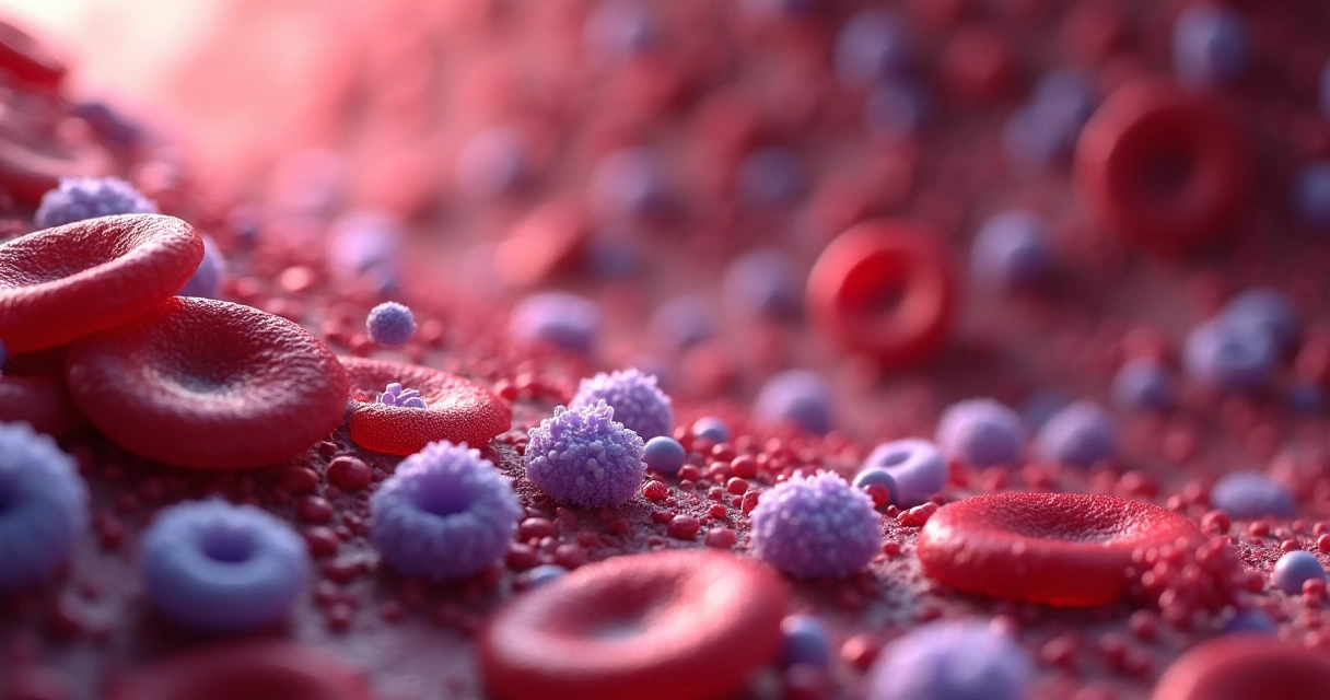 Plaquetas vistas ao microscópio no sangue 