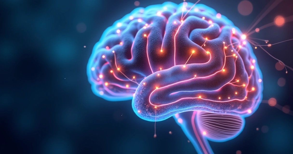 Representação estilizada de conexões neurais no cérebro. 