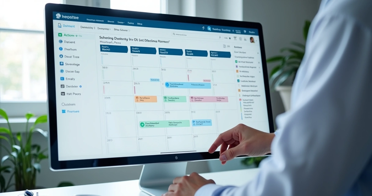 Tela de plataforma de agendamento por IA em clínica médica 