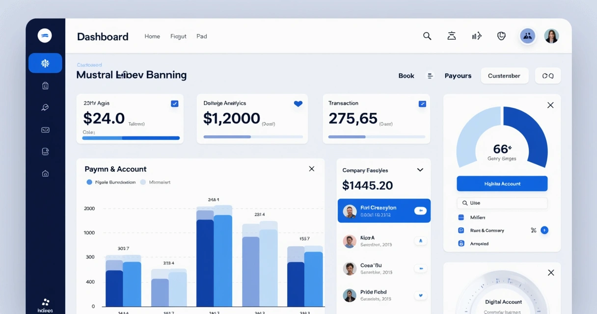 Dashboard de plataforma bancária white label personalizada 
