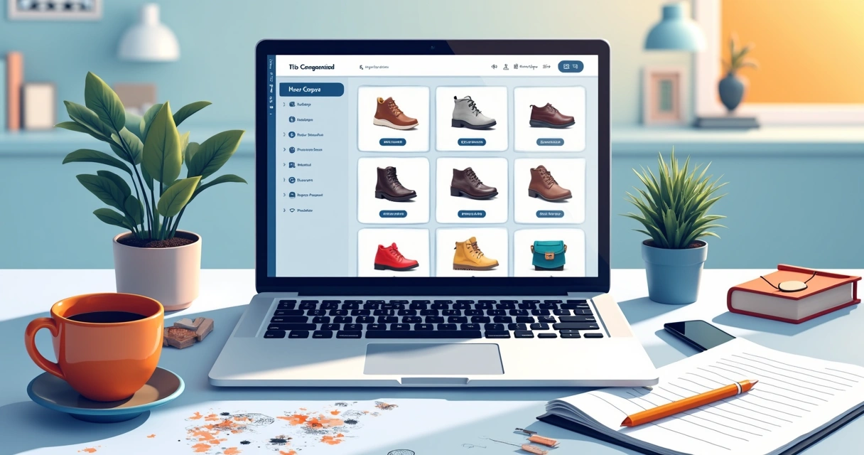 Interface de plataforma de catálogo digital mostrando organização de produtos e pedidos 