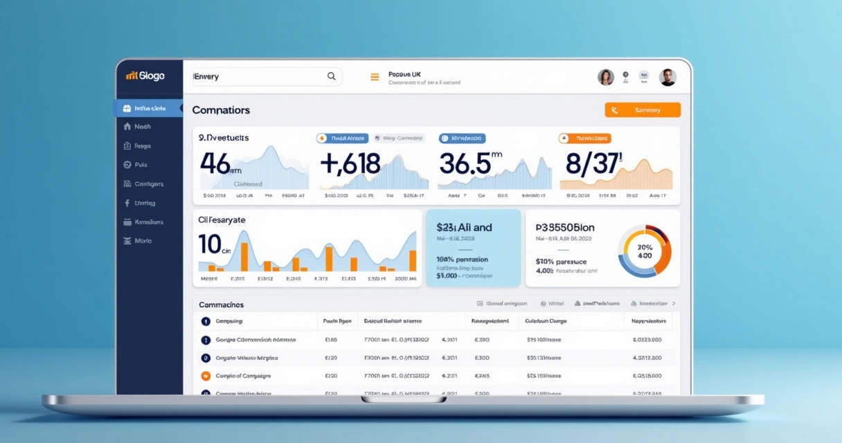 Painel de uma plataforma com IA mostrando gráficos de campanhas e redistribuição de orçamento 