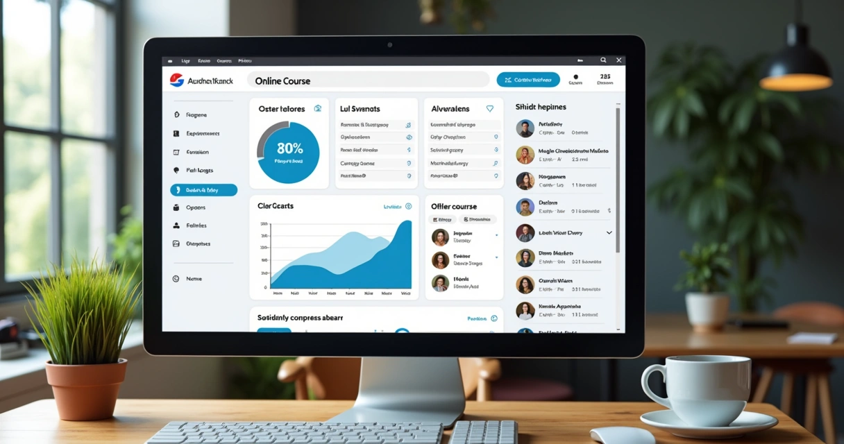 Dashboard de plataforma EAD com gráficos e área do aluno 