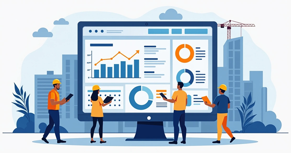 Representação gráfica de dashboard digital do setor da construção civil 