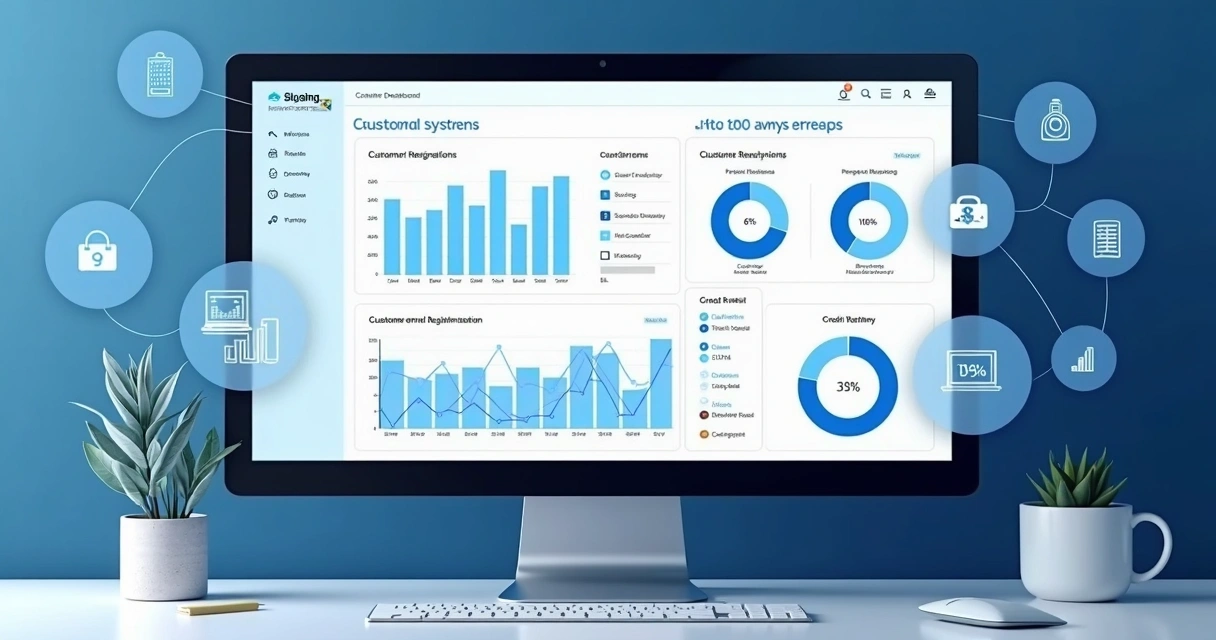 Tela de plataforma digital exibindo gráficos de análise cadastral.