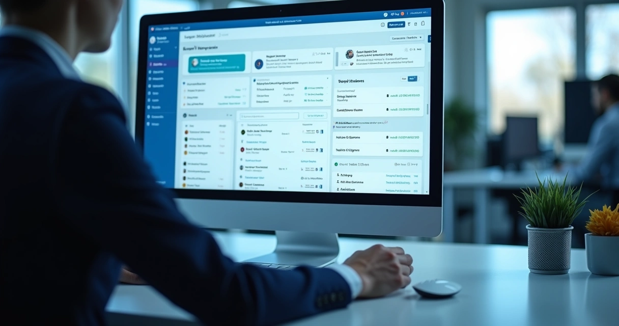 Tela de plataforma digital com suporte a colaboradores em ambiente corporativo