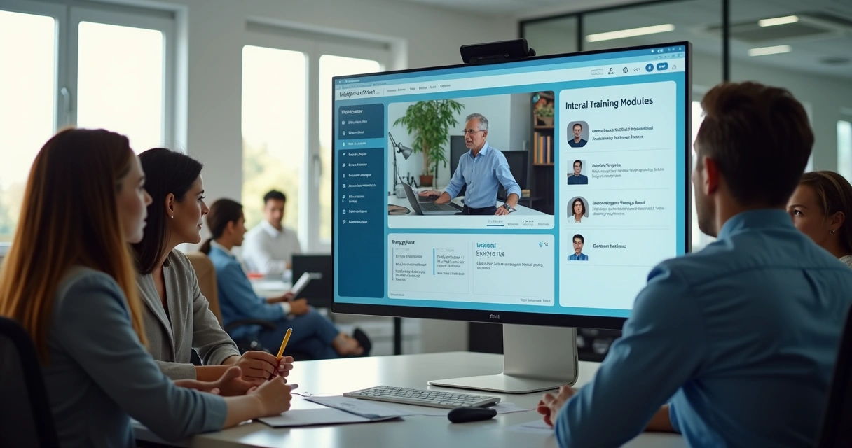 Tela de plataforma digital com área de treinamento interna para colaboradores