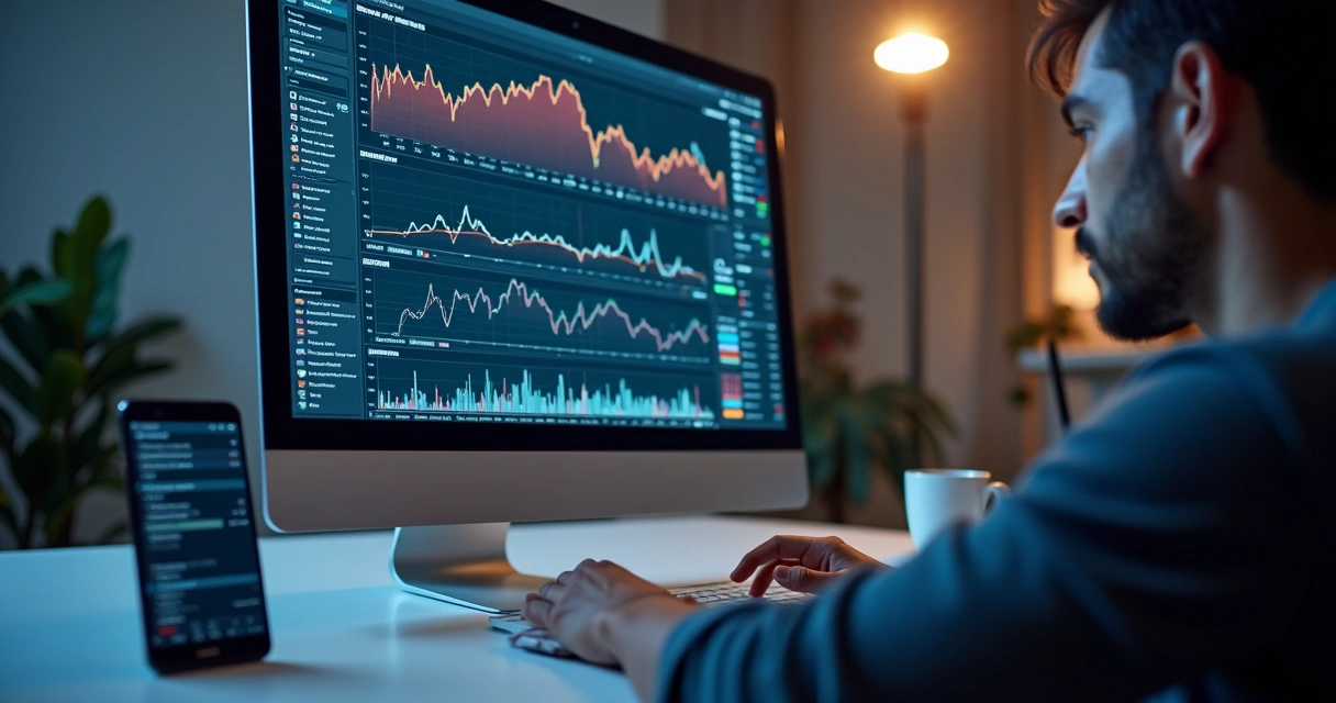 Plataforma digital de investimentos exibindo ativos e relatórios 