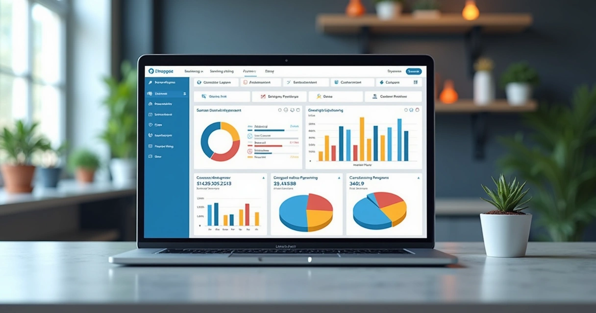 Dashboard de plataforma de ensino corporativa com gráficos e interface de gestão de cursos 