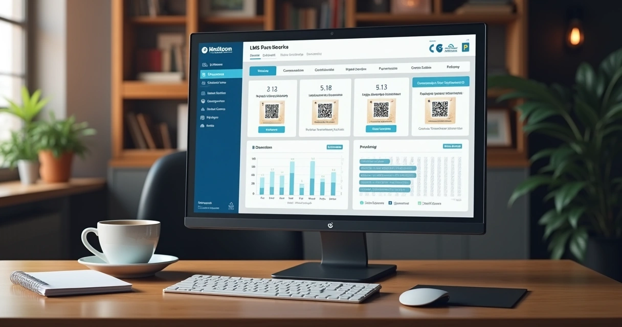 Tela de plataforma EAD com painel de cursos e certificados digitais 