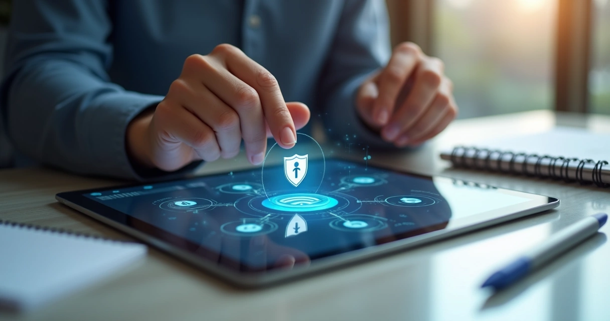 Pessoa usando plataforma EAD interativa em tablet 