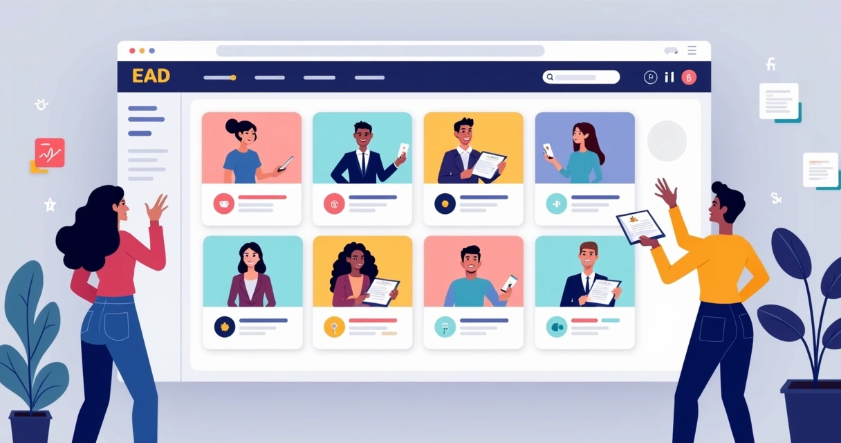 Painel de plataforma EAD com módulos de aulas e opções de certificado