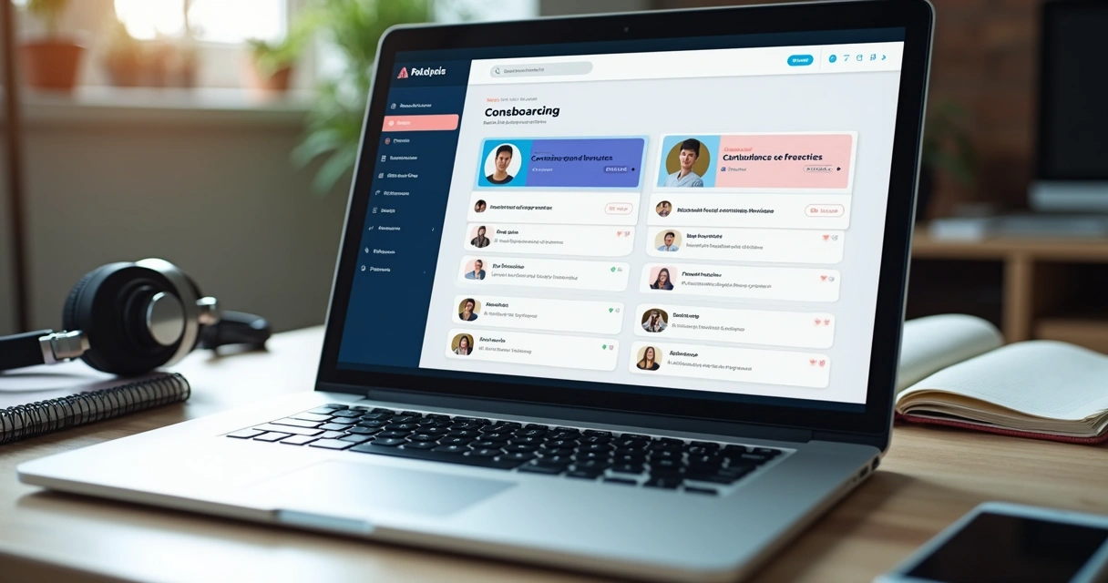 Plataforma EAD exibindo módulos de integração na tela de notebook 