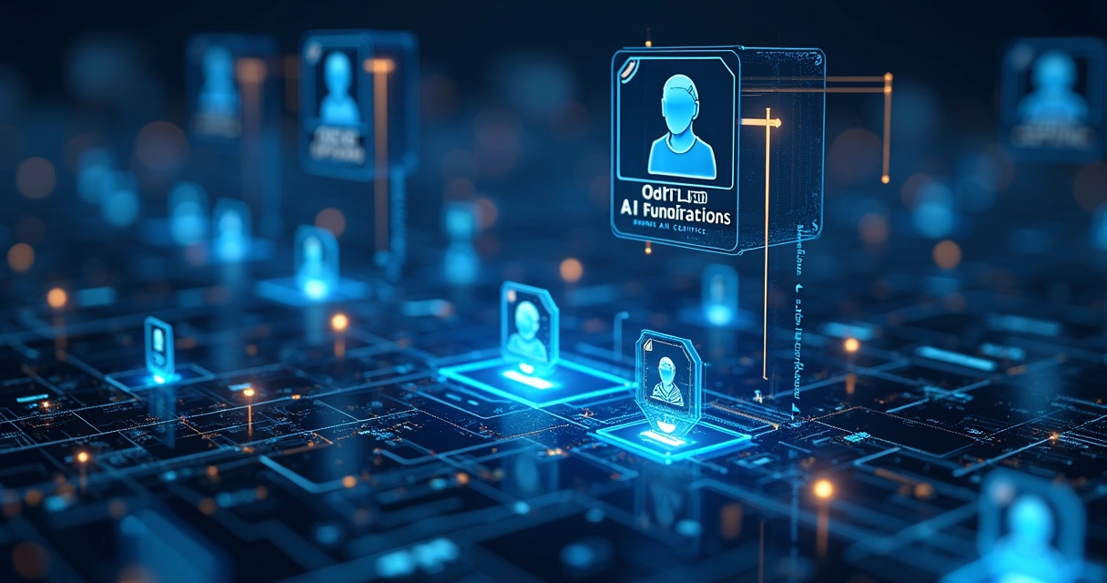 Profissionais certificados em IA conectados a oportunidades de emprego via plataforma digital 