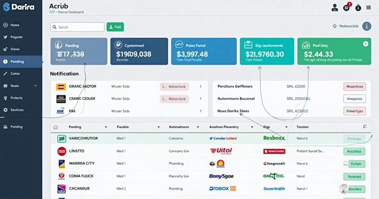 Dashboard de integração entre plataforma de gestão e bancos 