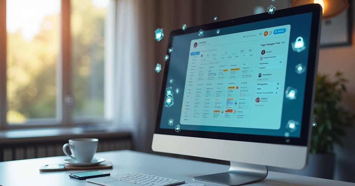 Interface digital da plataforma Fytwo mostrando perfil autenticado e controle de agenda com elementos de segurança e privacidade 