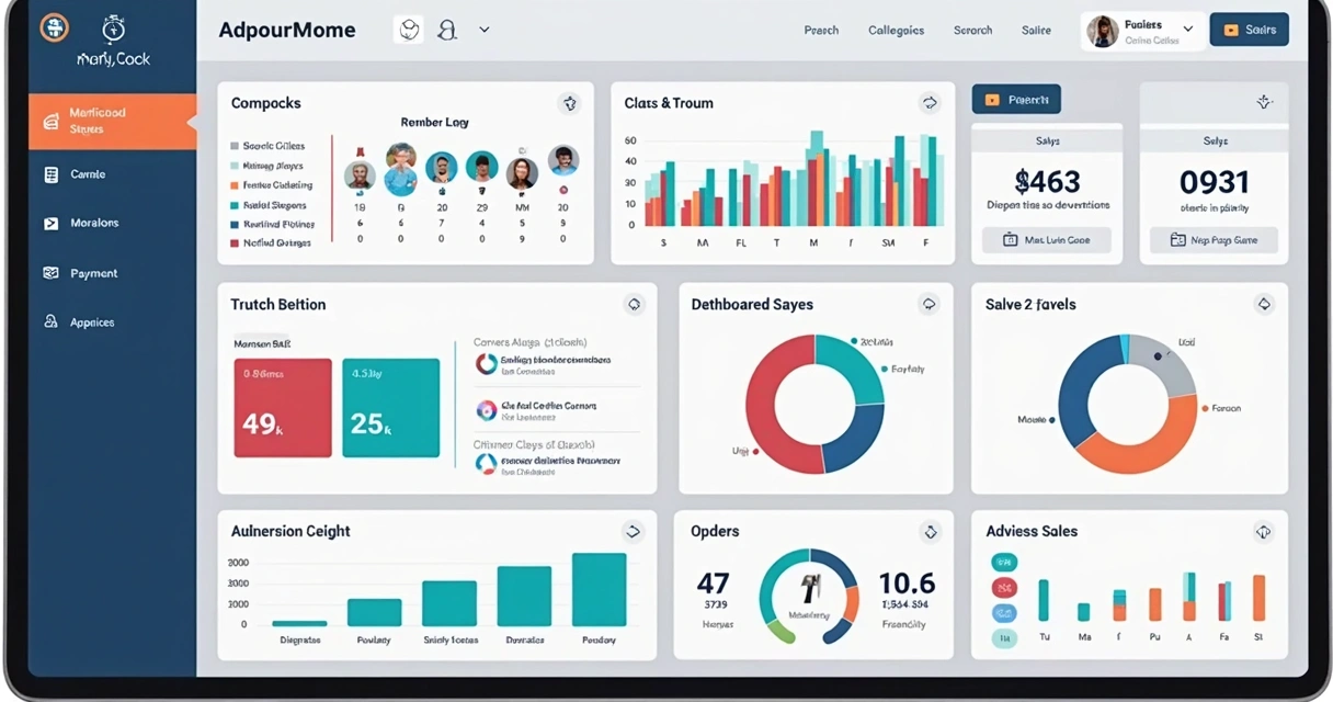 Interface de gerenciamento digital de escola com dashboards, calendários e notificações em destaque 