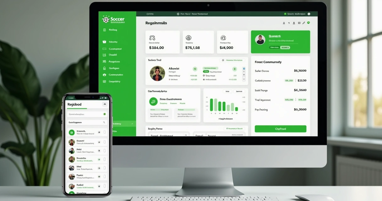 Painel de plataforma digital de gestão de escola de futebol