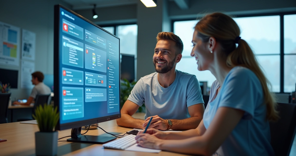 Gestor usando plataforma digital para escola de futebol