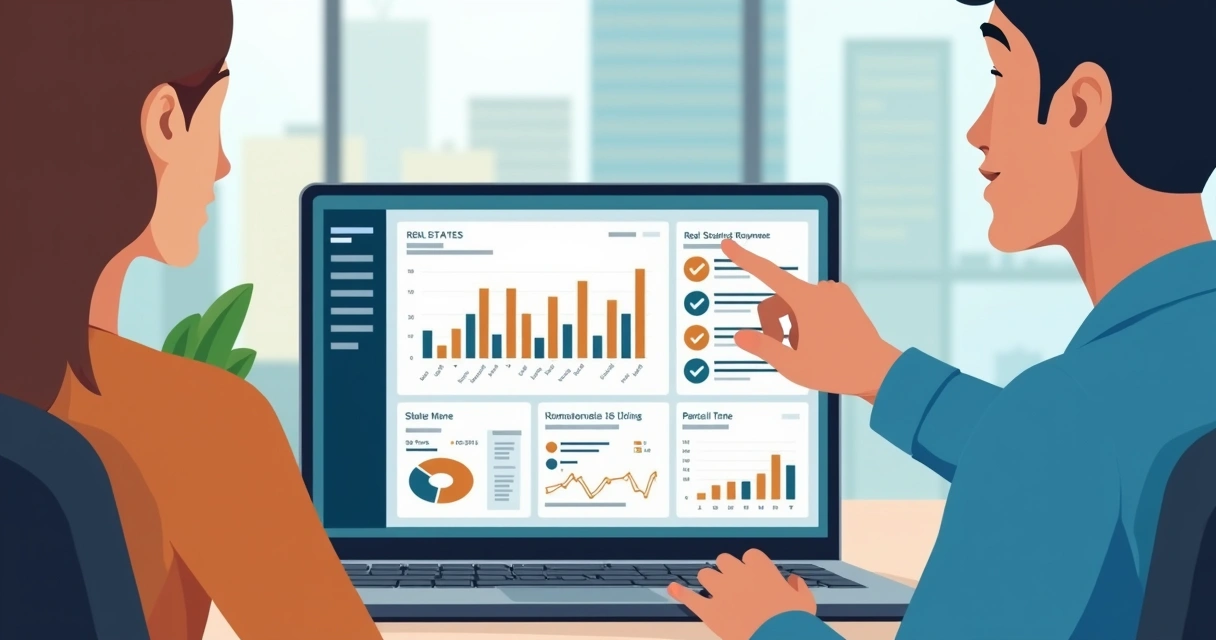 Tela de plataforma digital de gestão imobiliária. 