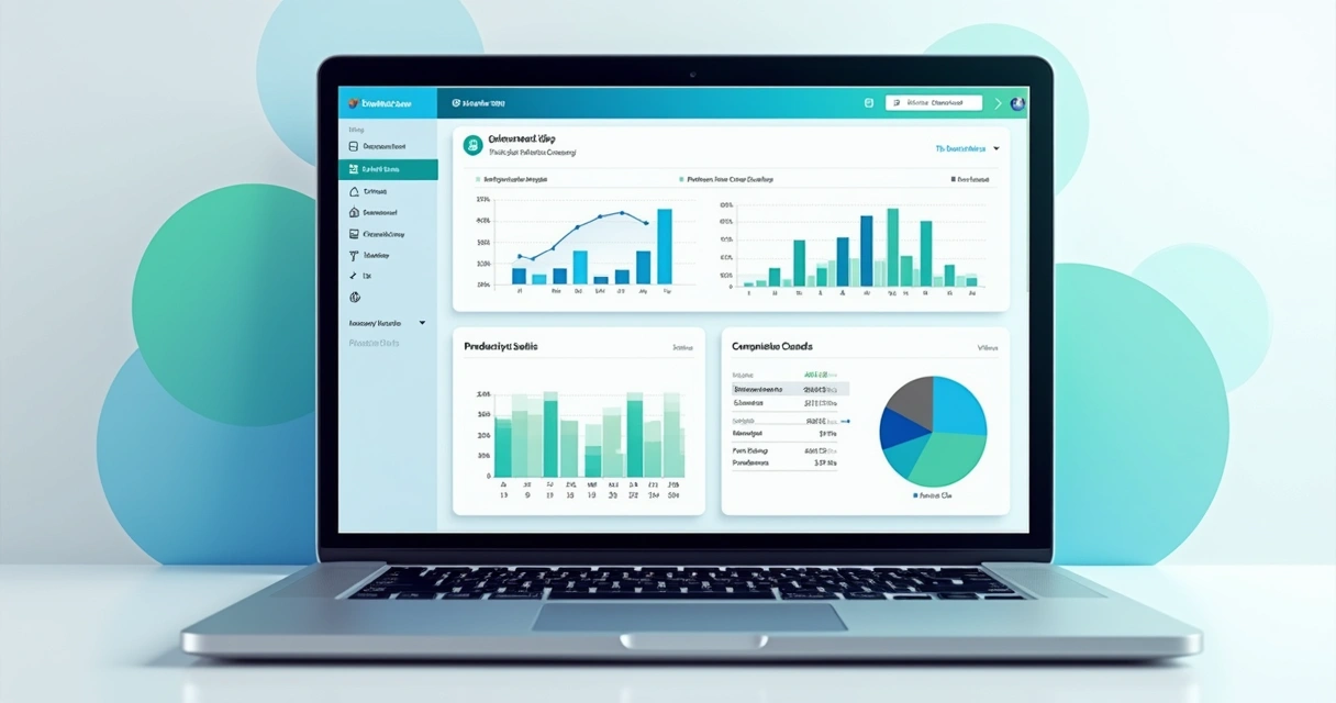 Interface de plataforma de gestão de materiais com gráficos e indicadores na tela 