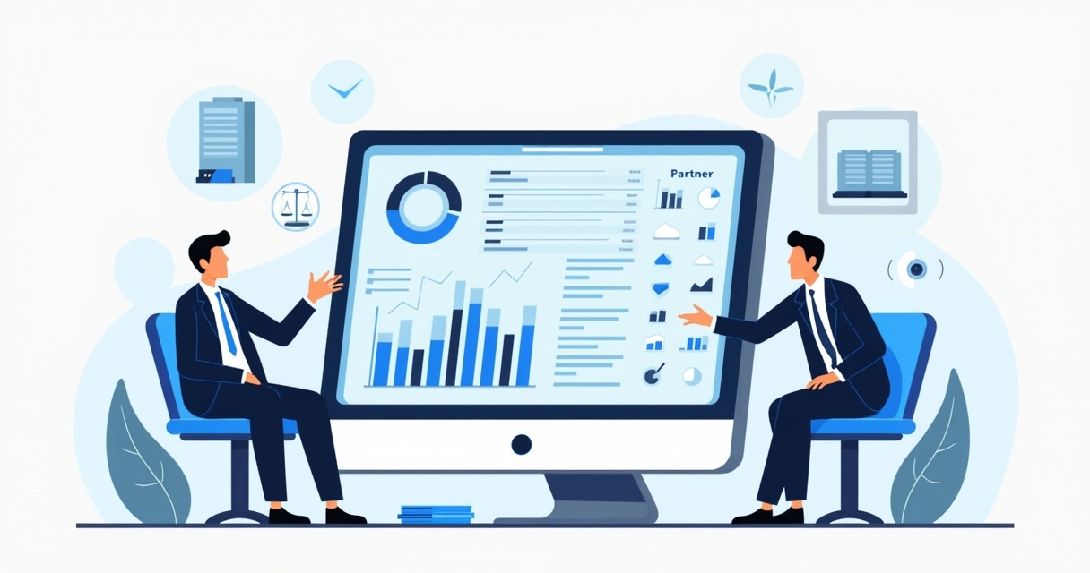 Dashboard simples de plataforma digital de gestão de parceiros, usado por advogados 