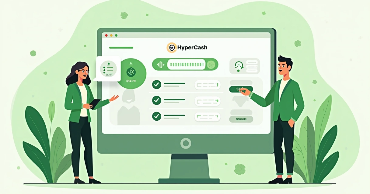 Tela de checkout HyperCash mostrando transação segura e assistência humana 
