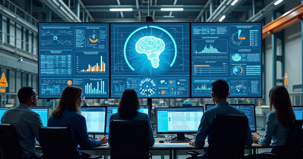 Painel de plataforma de inteligência artificial sendo utilizado em indústria 