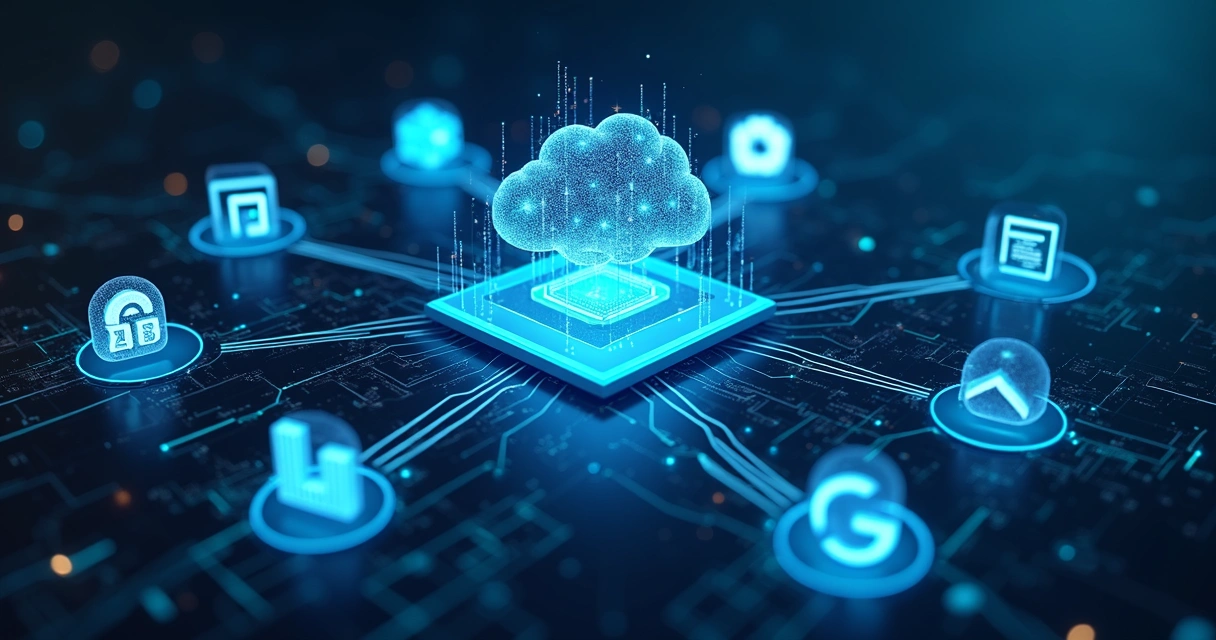 Plataforma de IA conectando diferentes sistemas empresariais 