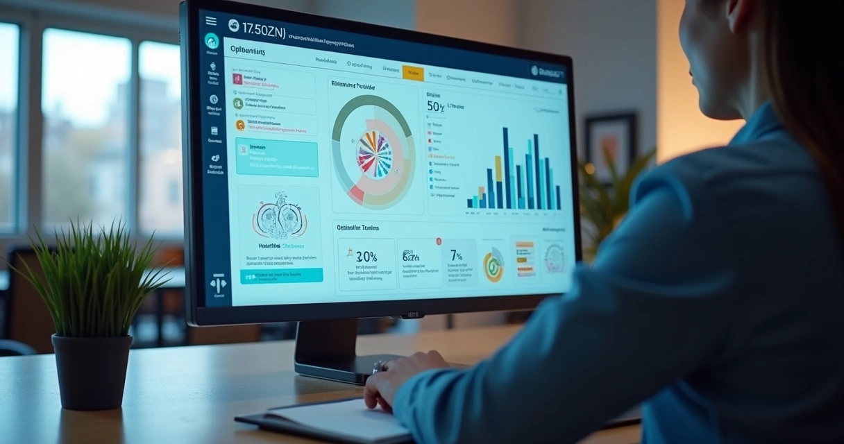 Plataforma digital de saúde ocupacional com painel de IA mostrando gráficos e indicadores de riscos psicossociais 