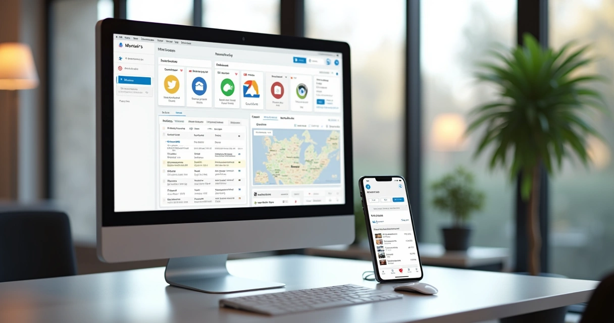 Painel de CRM imobiliário com funil de vendas Kanban, leads e integrações com WhatsApp 