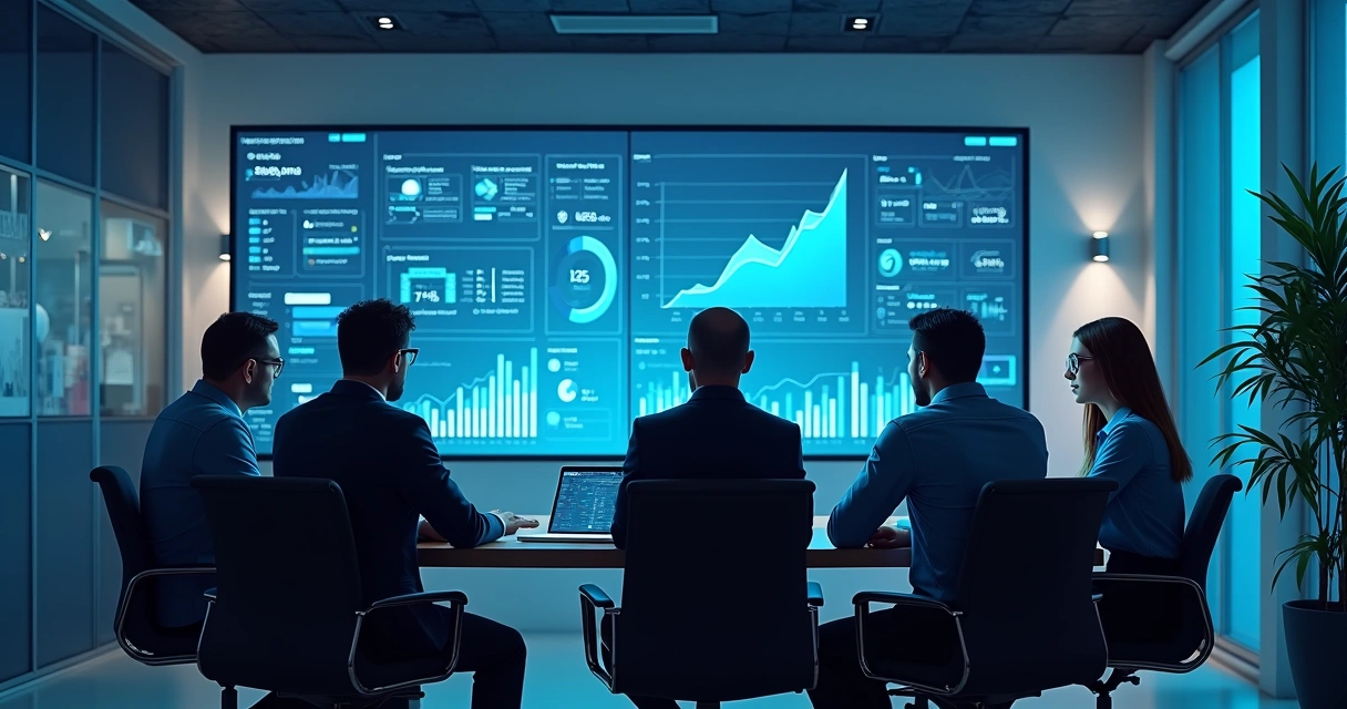 Representação gráfica de uma plataforma de inteligência comercial B2B em um notebook 