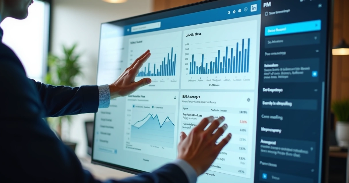 Painel de resultados de vendas B2B com dados LinkedIn em tela 