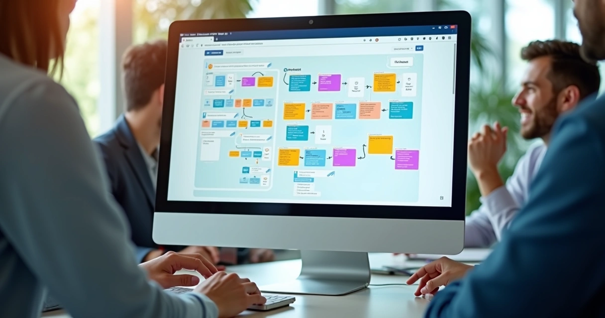 Fluxo construído em plataforma low code com arrastar-e-soltar