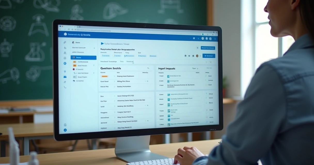 Tela de plataforma EAD mostrando importação de questões 