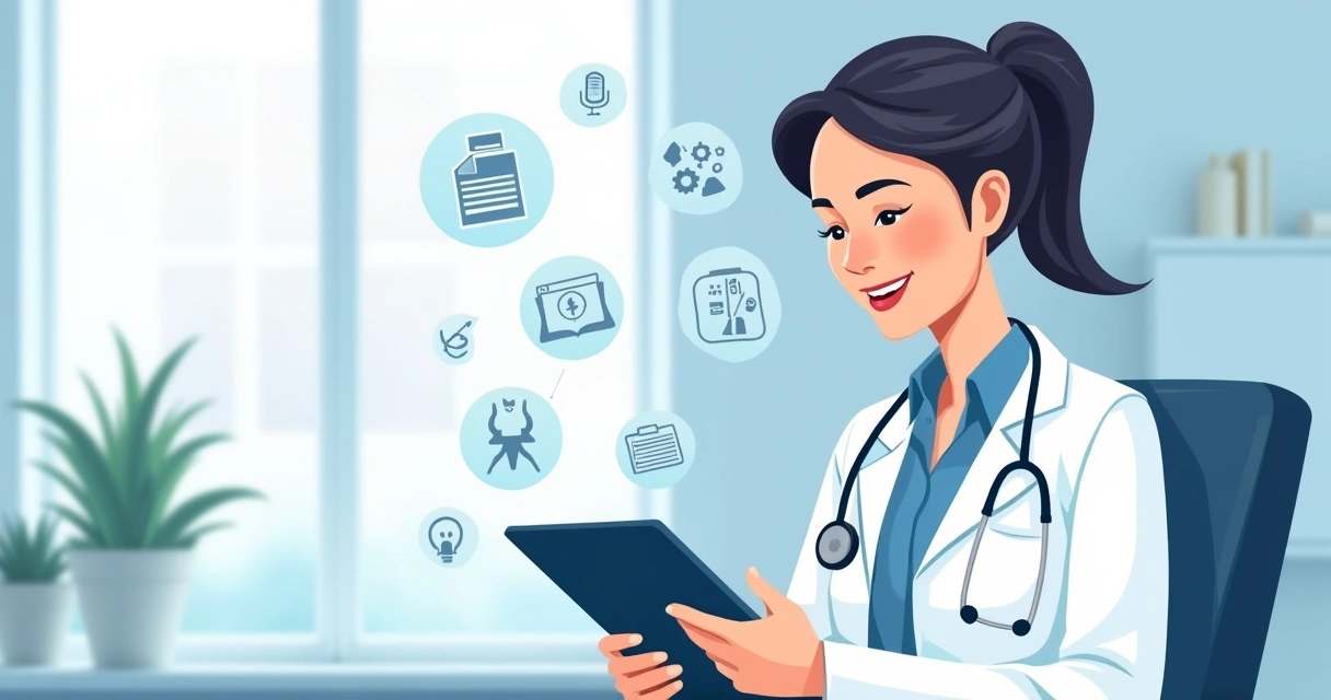 Plataforma médica com inteligência artificial exibindo prontuário digital na tela 