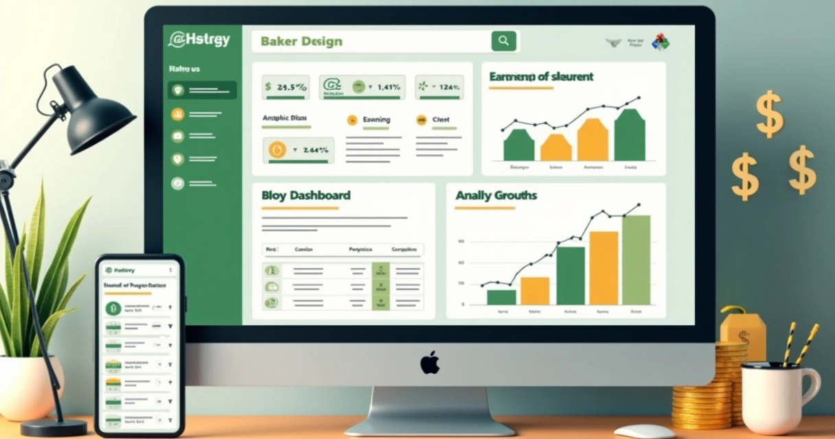 Página de monetização e painel mostrando ganhos do blog 