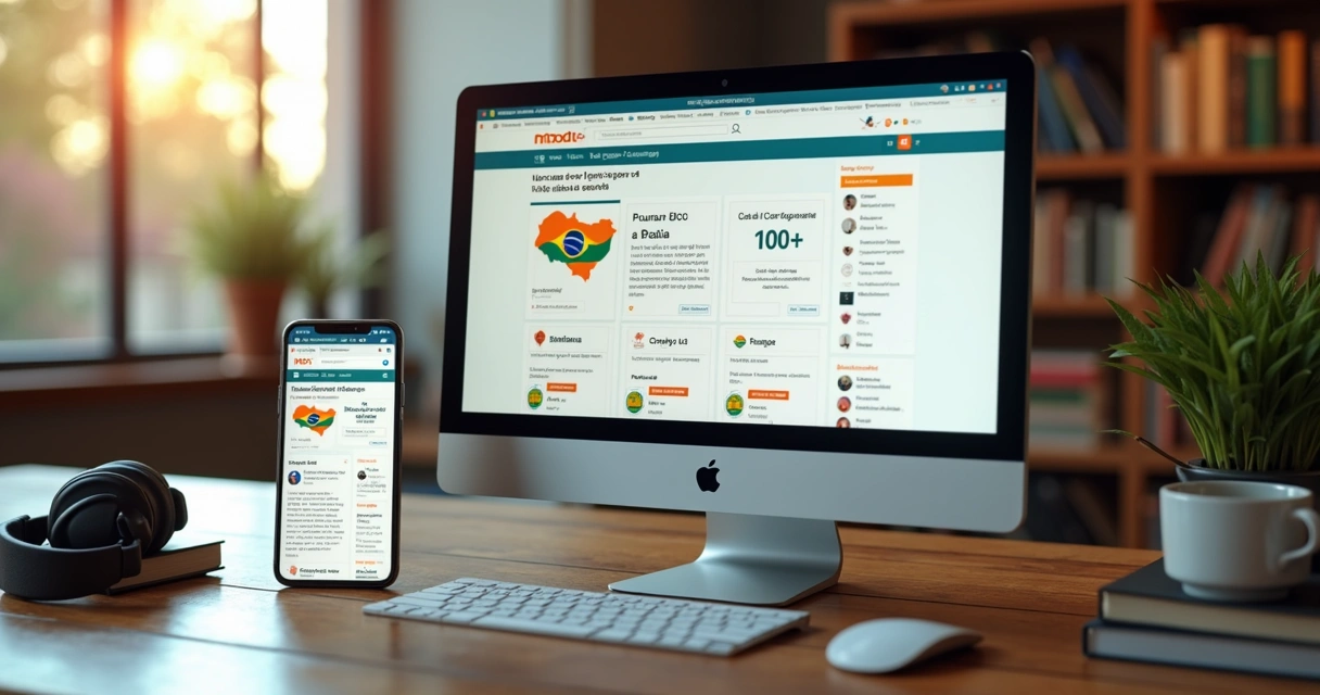 Tela da plataforma Moodle personalizada em português 