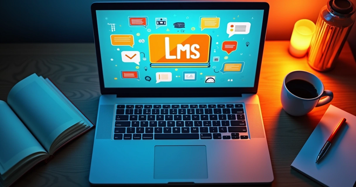 Tela de plataforma Moodle em um notebook com recursos educacionais digitais 