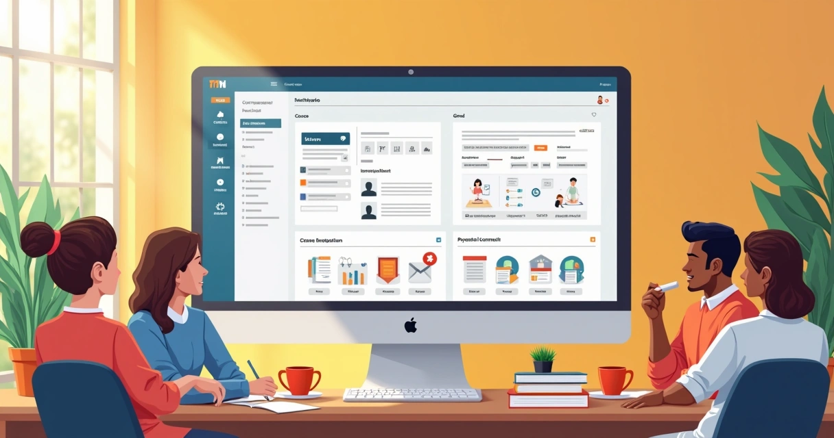 Tela de plataforma Moodle com professores e alunos interagindo 