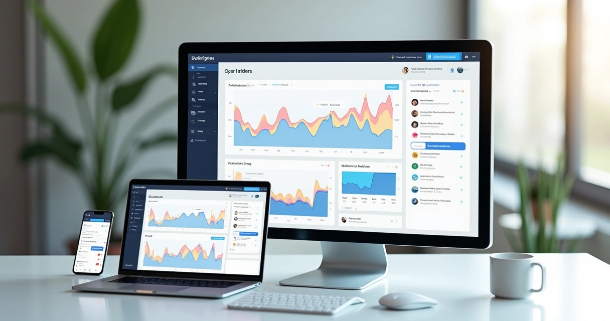 Interface de plataforma parlamentar exibida em computador, tablet e smartphone 
