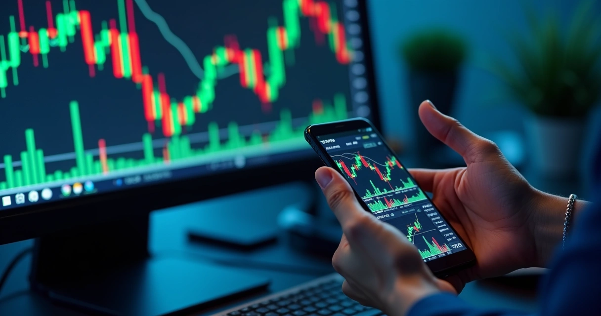 Tela de plataforma de negociação de moedas com gráficos 