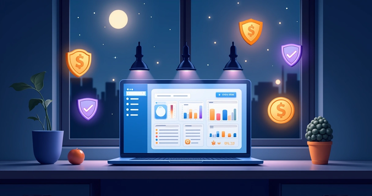 Plataforma de pagamento digital funcionando de madrugada. 